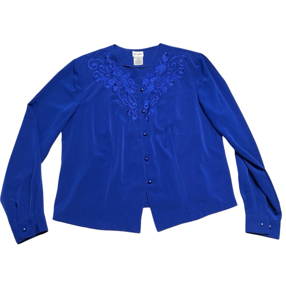 Liz Baker - Women’s Floral Embroidered Blouse Sz. 14
